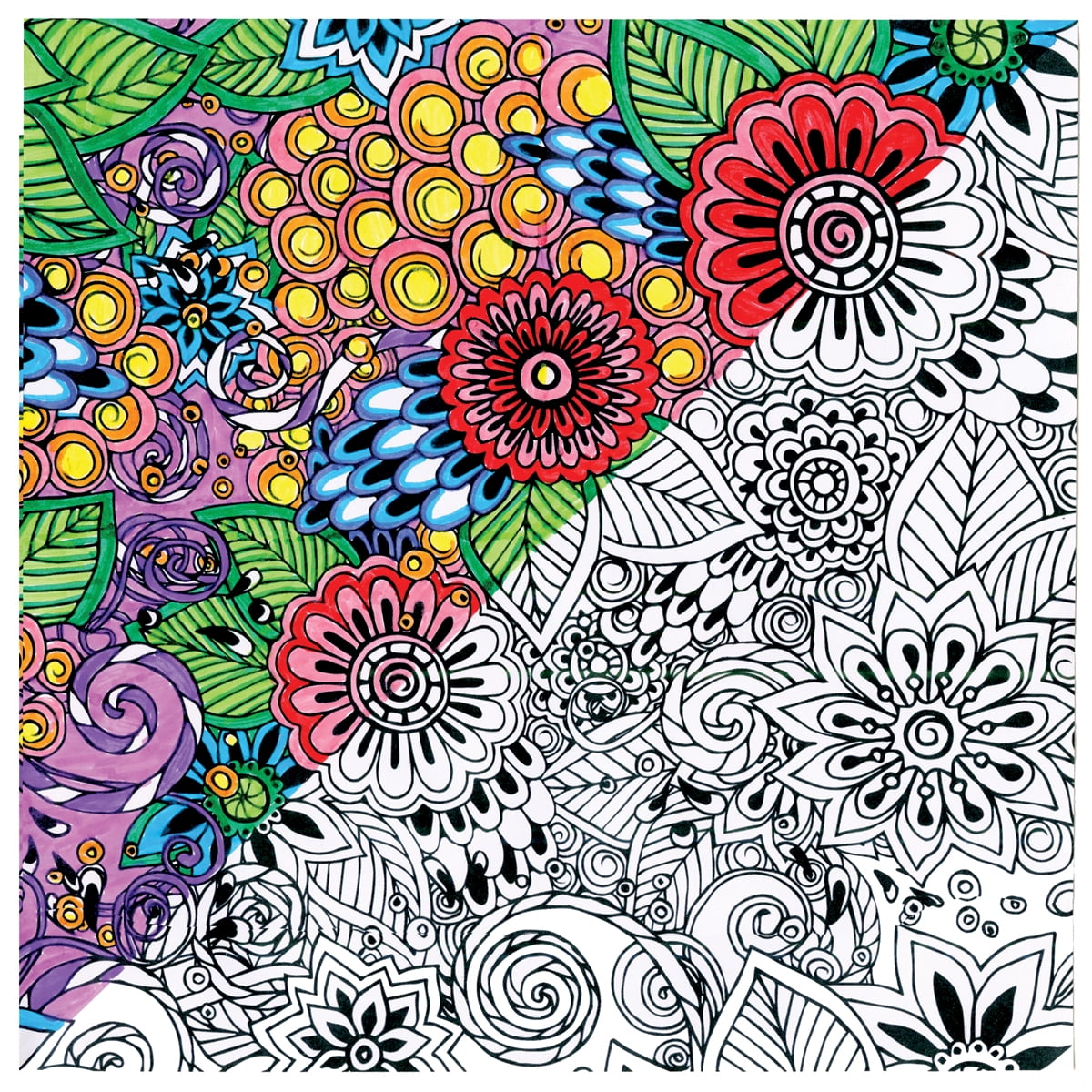 "Adult Coloring Canvas 12""X12"" W/12 Markers-Floral" - Walmart.com