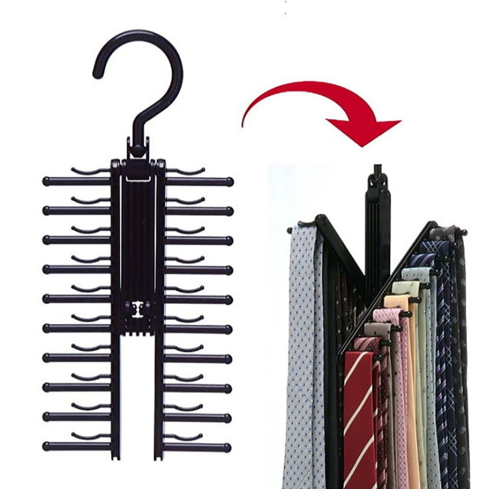 HOOGAO Tie Rack 20 Rangs Multifonction Tie Rack avec Antiderapant Clips 360 degrés de Rotation Tie Rack 