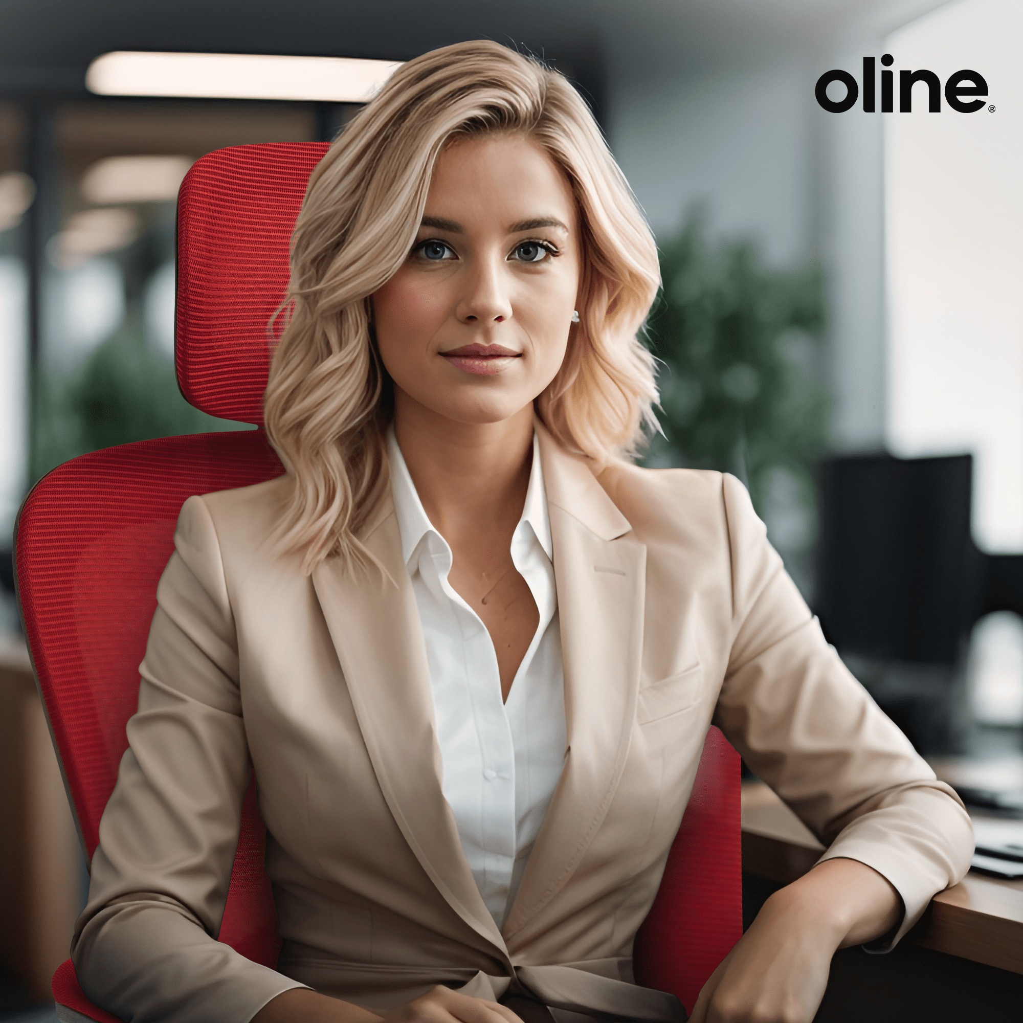 Oline ErgoAir Ergonomic Office Chair – Adjustable Lumbar Support, Flip-Up Armrests, Mesh Computer Desk Chair, Swivel Rolling Executive Gaming Chair for Home & Office (Red)