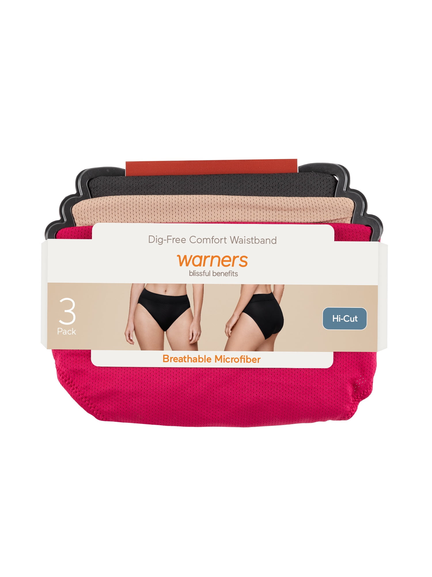 Warners Blissful Benefits Dig-Free Breathable Microfiber Hi-Cut 3-Pack