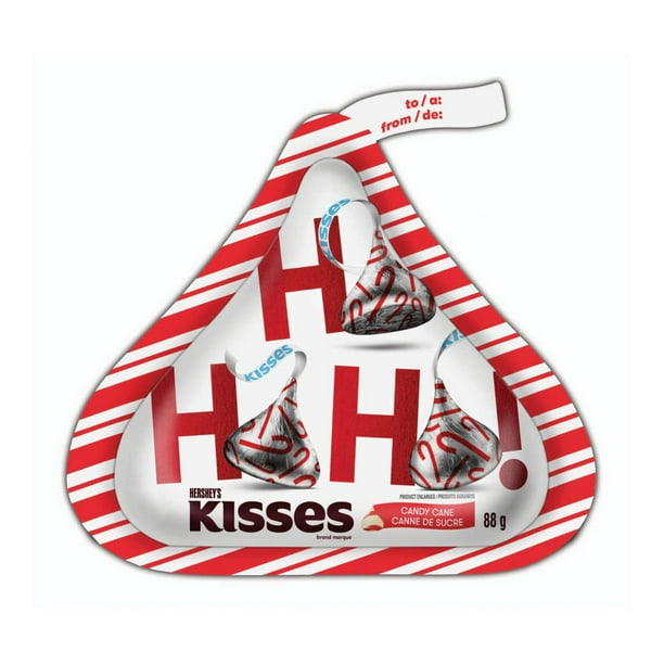 Friandises menthe et canne de sucre HERSHEY'S KISSES des Fêtes, Bonbons de Noël 88g