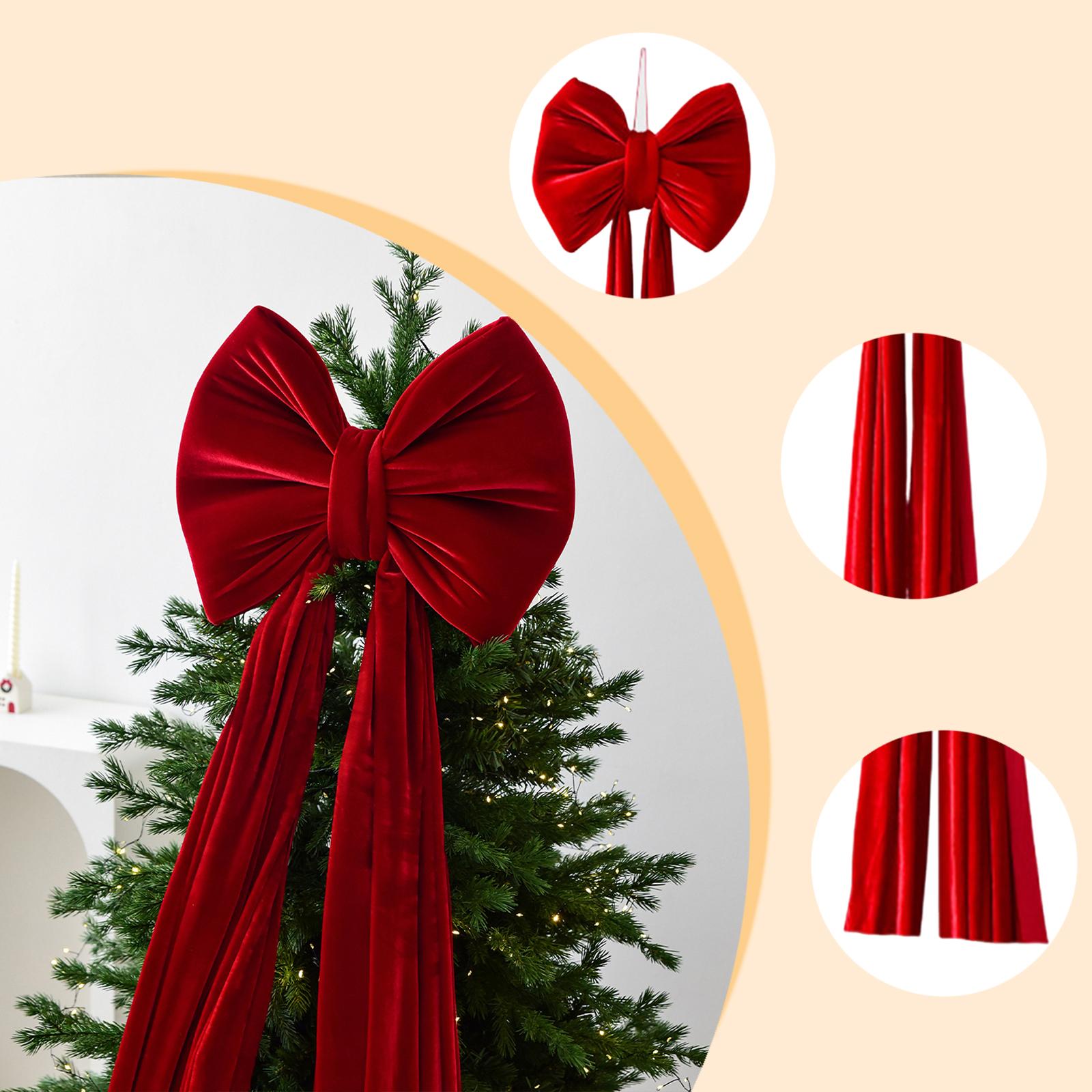 Christmas Tree Topper Bow Velvet Extra Large Size for Home Decor Party and Outdoor Festivities