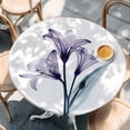 thumbnail image 3 of Abstract Ombre Round Fitted Table Cover Purple Lily White Texture Waterproof Table Cloth with Elastic Edge Wipeable Tablecloth for Picnic Camping Party Fits 45"-54" Diameter, 3 of 8