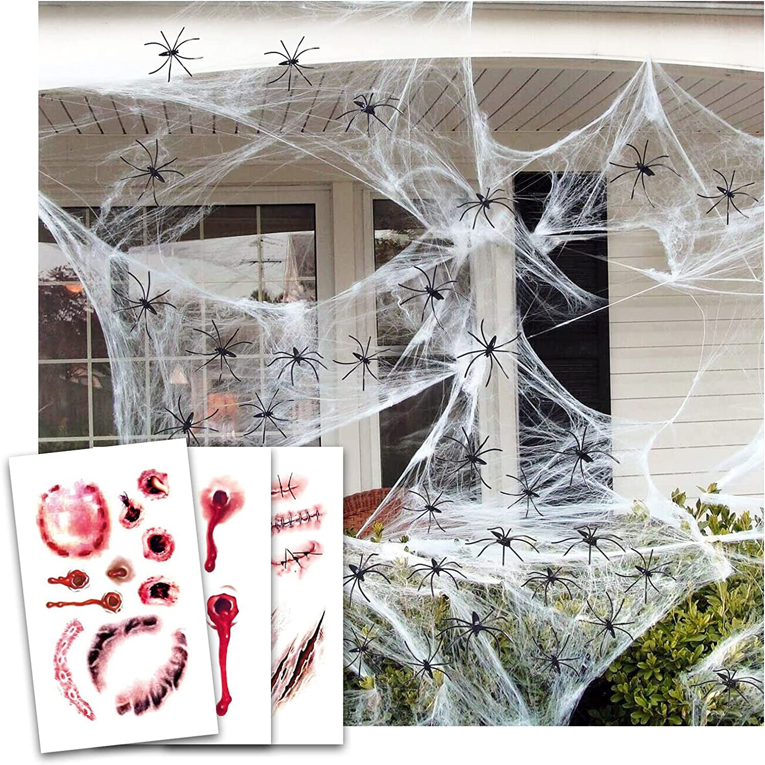 300sqft Spider s Halloween Decorations, Stretch Spider bing with
