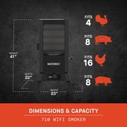 Masterbuilt®710 WiFi Digital Smoker, Vertical Design, 711 Cooking Sq. Inches, 4 Smoking Racks, Wood Chip Loader, Electric Fuel Source to Plug in and Start Cooking, Black Model MB20070924