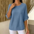 thumbnail image 4 of Aezemi Women Waffle 3/4 Sleeve Shirt Round Neck Pullover Knit Dressy Casual Breathable Comfy Blouses Spring Summer Outdoor Fashion Casual Tops XXL, 4 of 7