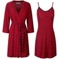 thumbnail image 1 of SofiePJ, Women's, Printed Chemise and Robe 2 Piece Sleepwear Set with Baby Doll Chemise , Dark Red, XL, 1 of 5