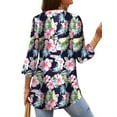 thumbnail image 4 of Nlife Women Bohemian 3/4 Sleeve V Neck Floral Print Shirt, 4 of 4