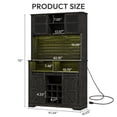 thumbnail image 2 of longtingus Farmhouse Coffee Bar Cabinet with Hutch & Sliding Barn Door, Black Kitchen Buffet with Power Outlet, LED Light & Tall Liquor Storage for Dining Room or Kitchen, 2 of 9