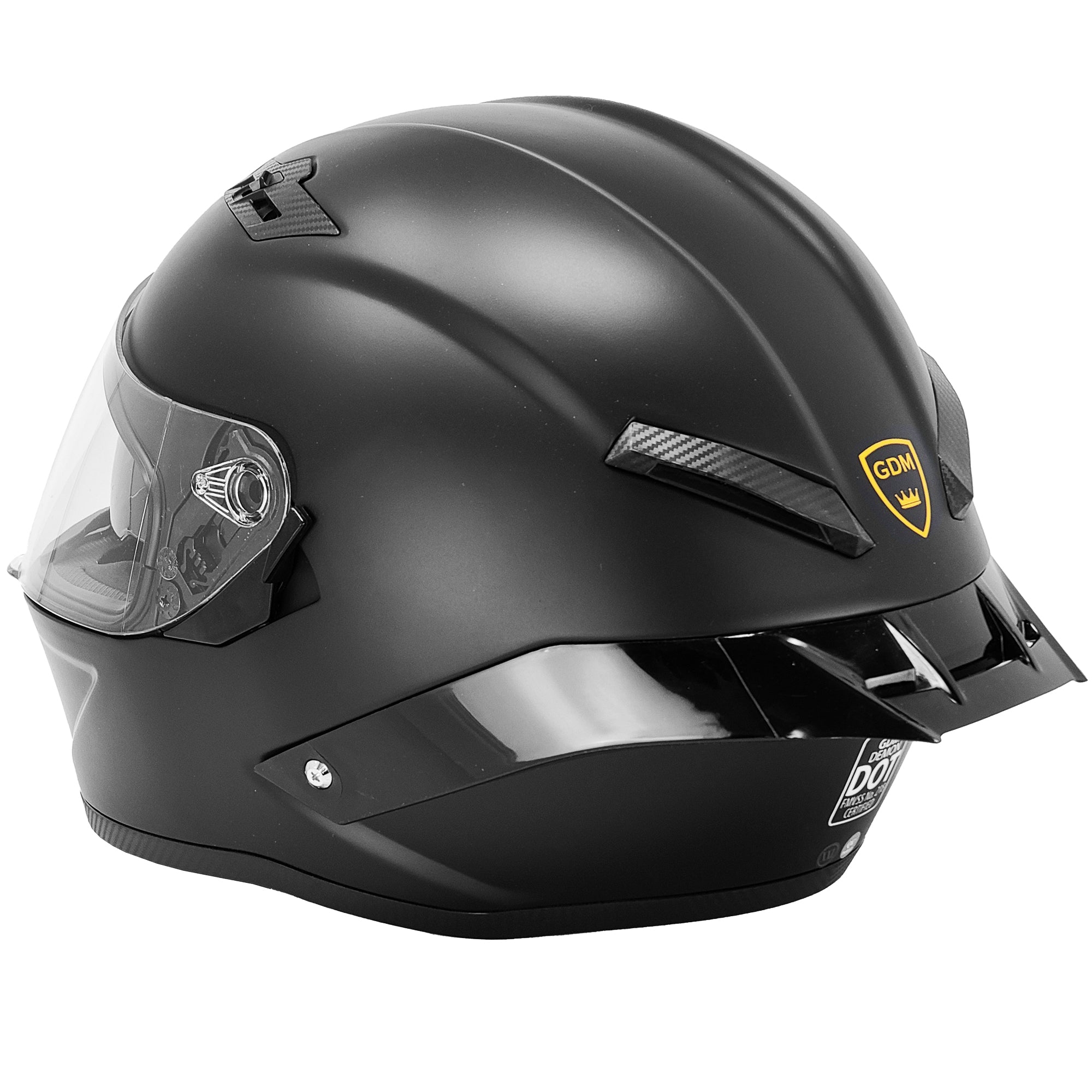 GDM DEMON Matte Black Full Face Motorcycle Helmet DOT with extra Visor for Men Women