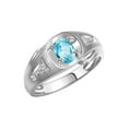 thumbnail image 6 of RYLOS Men's Rings 14K White Gold Rings Classic Designer Style 8X6MM Oval Gemstone & Diamond Ring Blue Topaz December Birthstone Rings For Men Size 8, 6 of 7