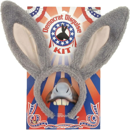 Democratic Party Political Donkey Kit Ears Headpiece Nose Teeth Costume, Style FM61646