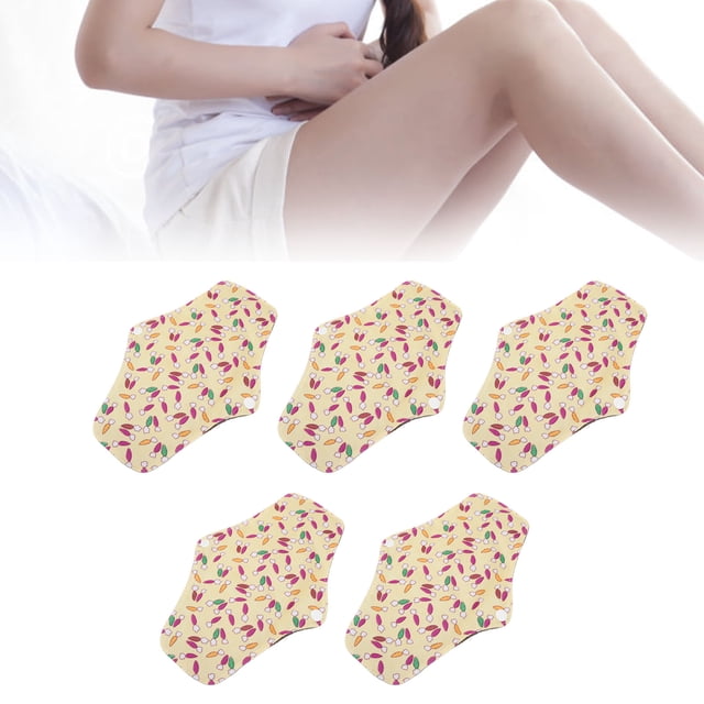 Almohadillas Menstruales Reutilizables, Botones A Presión, Tamaño M, Almohadillas Menstruales Lavables Súper Absorbentes, Estampado Floral, Suaves Para Mujeres