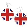 thumbnail image 6 of Round Leathe Dangle Earrings For Women British Flag Britain English England Circle Shape Drop Earrings Jewelry, 6 of 6