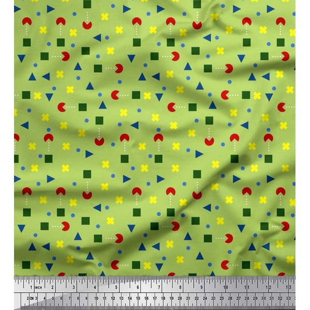 Soimoi Rayon Fabric Dot,Cross Sign & Square Geometric Print Fabric by The Yard 56 Inch Wide