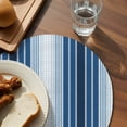 thumbnail image 3 of Navy Blue Ombre Stripe Round 13 Inch Placemats Set of 6, Farmhouse Simple Striped HeatResistant Non Slip Place Mats for Dining Table, Wipeable Braided Kitchen Table Mats for Housewarming, 3 of 9