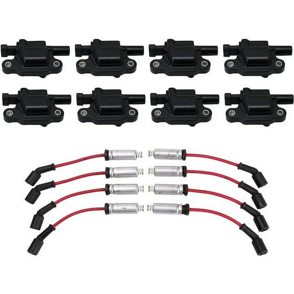 Ignition Coil and Spark Plug Wire Set 9 Piece - Compatible with 2015 - 2020 GMC Yukon XL 2016 2017 2018 2019
