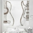 thumbnail image 1 of Guitar Tapestry, Hand Drawn Monochrome Doodle Illustration of Instruments of 2 Kinds Music, Fabric Wall Hanging Decor for Bedroom Living Room Dorm, 5 Sizes, Dark Brown White, by Ambesonne, 1 of 1