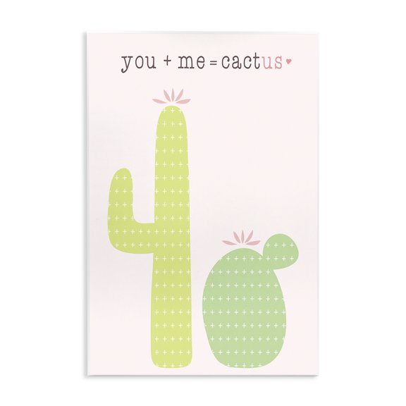Stupell Industries Eclectic Pink and Green You Plus Me Equals Cactus Wall Plaque Art, 10 x 15, by Lil' Rue