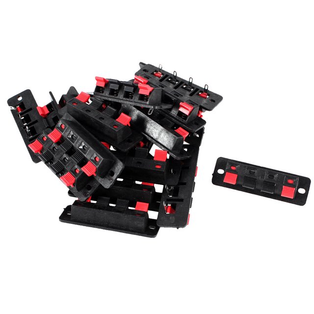 Unique Bargains 20 Pcs Plastic Housing 4 Pin 4 Position Speaker Terminal Board Red Black