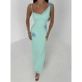 thumbnail image 3 of Green Womens Spaghetti Strap Maxi Dress With Embroidered Starfish Appliqué For Summer Beach Vacation, 3 of 7