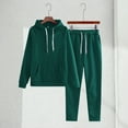 thumbnail image 2 of Bloomae Women Two Piece Sweatsuit Casual Drawstring Long Sleeve Hooded Pullover Sweatshirts and Elastic Waist Jogger Sweatpants Trendy Fall Outfit Lounge Set Athletic Tracksuit Green XL, 2 of 8