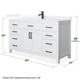 thumbnail image 4 of Beckett 60" White Single Vanity & White Quartz Top (1-Hole) & Black Trim, 4 of 5