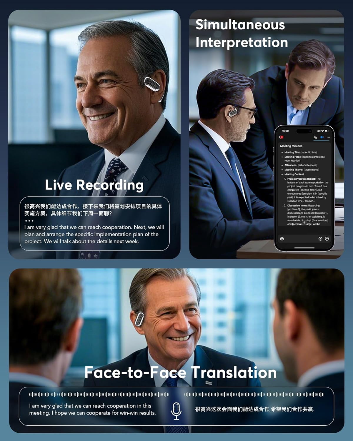 Flaiao AI Translator Earbuds - 144-Language Real-Time Translation | Bluetooth 5.4 for iOS/Android | Touchscreen Control | Travel & Business Essential