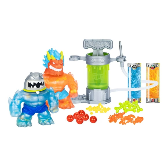 Heroes of Goo Jit Zu Hero Creator Bundle with 2 Action Figures and 6 Unique goo fillings, Mix, Fill & Create Your own Stretchy Blazagon and Thrash, Play Again and Again