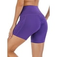 thumbnail image 2 of High Waist Yoga Shorts for Women with 2 Side Pockets Tummy Control Running Workout Shorts Pants, 2 of 7