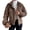 Brown, variant on Women's Lapel Button Faux Mink Fur Long Fur Jacket Fashion Plush Coat
