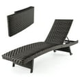 thumbnail image 1 of Gymax Chaise Longue Pliante en Rotin Résistante aux Intempéries, Fauteuil Inclinable Réglable, Séchage Rapide, Mousse, Brun Mélangé, 1 of 4