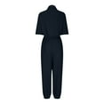 thumbnail image 4 of LEBONYARD Trendy Women's Jumpsuit with Straps,Women Workwear Versatile Solid Color Casual Button Up Collar Shirt Wide Leg Jumpsuit Pants Black M, 4 of 6