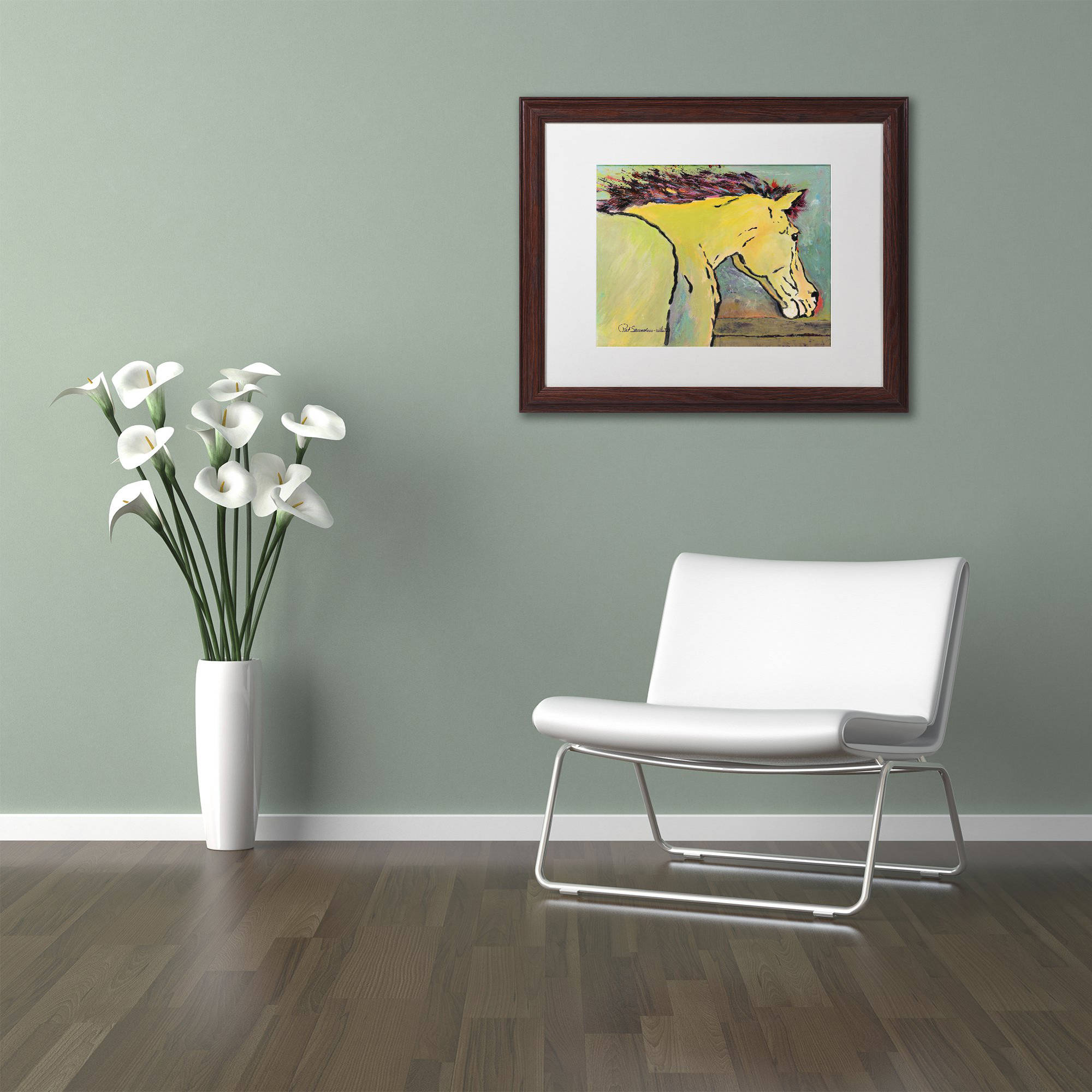 Trademark Fine Art "Waiting for Sunrise" Canvas Art by Pat Saunders-White, White Matte, Wood Frame