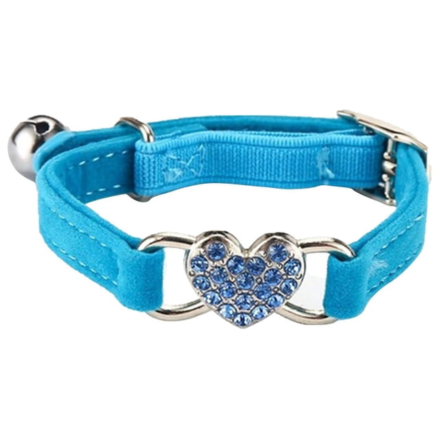 TIMIFIS Cat Collars Cute Crystal Elastic Dog Collar Velvet Bell Heart Shape Pet Necklacce Cat Collar PersonalizedFall