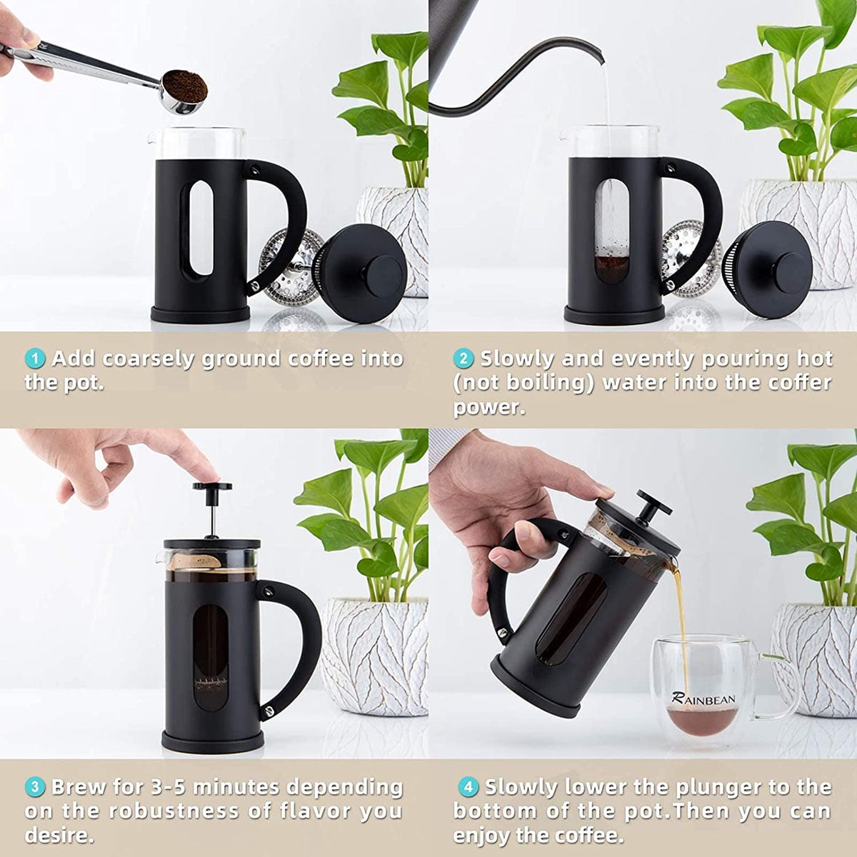 Lowestbest Coffee and Teapot (34oz), Stainless Steel Coffee Machine Does Not Contain Bpa, Black Lowestbest Coffee and Teapot (34oz), Stainless Steel Coffee Machine Does Not Contain Bpa, Black