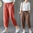 thumbnail image 2 of Pantalones de verano 2023 para mujer, pantalones harén de algodón, pantalones holgados informales de cintura alta, ropa de mujer de gran tamaño, moda de color sólido, 2 of 5
