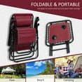 thumbnail image 5 of Outsunny Zero Gravity Chair Set with Side Table, Adjustable & Folding Reclining Lounge Chairs, Anti-Gravity Chairs with Cupholders & Pillows, Red, 5 of 9