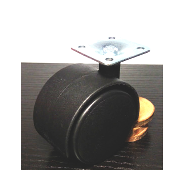 Black Plastic Caster Wheel 1 Inch Swivel Plate Caster with 75lb. Load