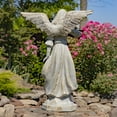 thumbnail image 5 of 46" Tall Magnesium Angel Statue with Billowing Dress and Bird Perched on Shoulder in Antique Grey "Maria", 5 of 6