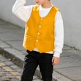 thumbnail image 2 of GiLiling Boys Formal Vest Elegant Speech Recital Wedding Party V-neck Button Up with Pockets Outfit for Kids (Yellow, 8-10 Years), 2 of 7