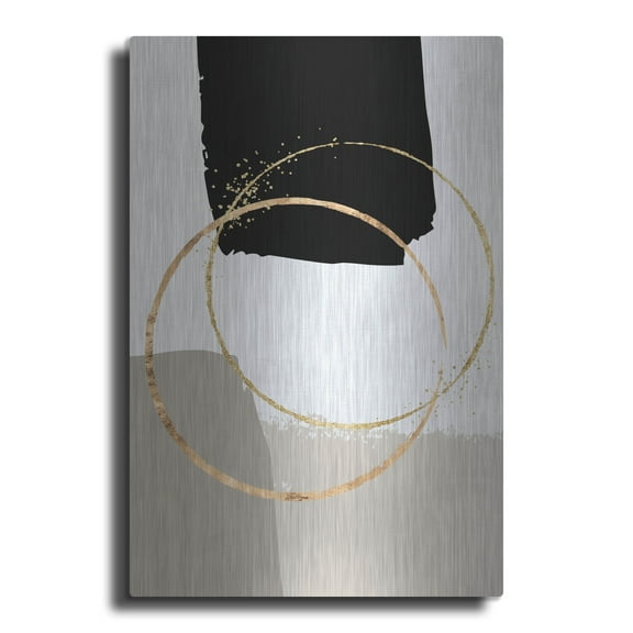 Luxe Metal Art 'Golden Abstract 10' by Petals Prints Design, Metal Wall Art, 12"x16"