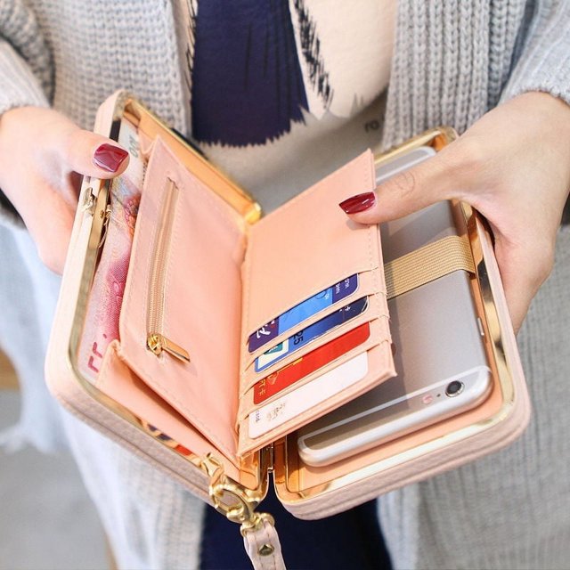 Wallets Women Long Card Holde Bowknot Large Capacity Lunch Box Cellphone Pocket