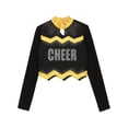 thumbnail image 6 of iiniim Girls Cheer Leader Team Uniform Ball Game Cheerleading Dance Long Sleeve Crop Top Gold 6, 6 of 7