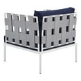 thumbnail image 5 of Side Lounge Chair Armchair, Sunbrella, Aluminum, Metal, Steel, Grey Gray Blue Navy, Modern Contemporary Urban Design, Outdoor Patio Balcony Cafe Bistro Garden Furniture Hotel Hospitality, 5 of 8