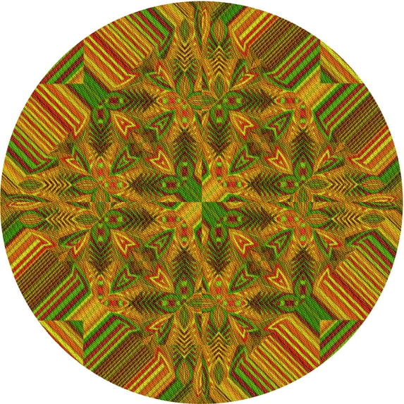 Ahgly Company Indoor Square Patterned Pistachio Green Area Rugs, 3' Square