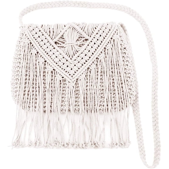 JUYGO Women Small Cotton Crochet Cross-body Bag Bohemian Shoulder Bag Purse