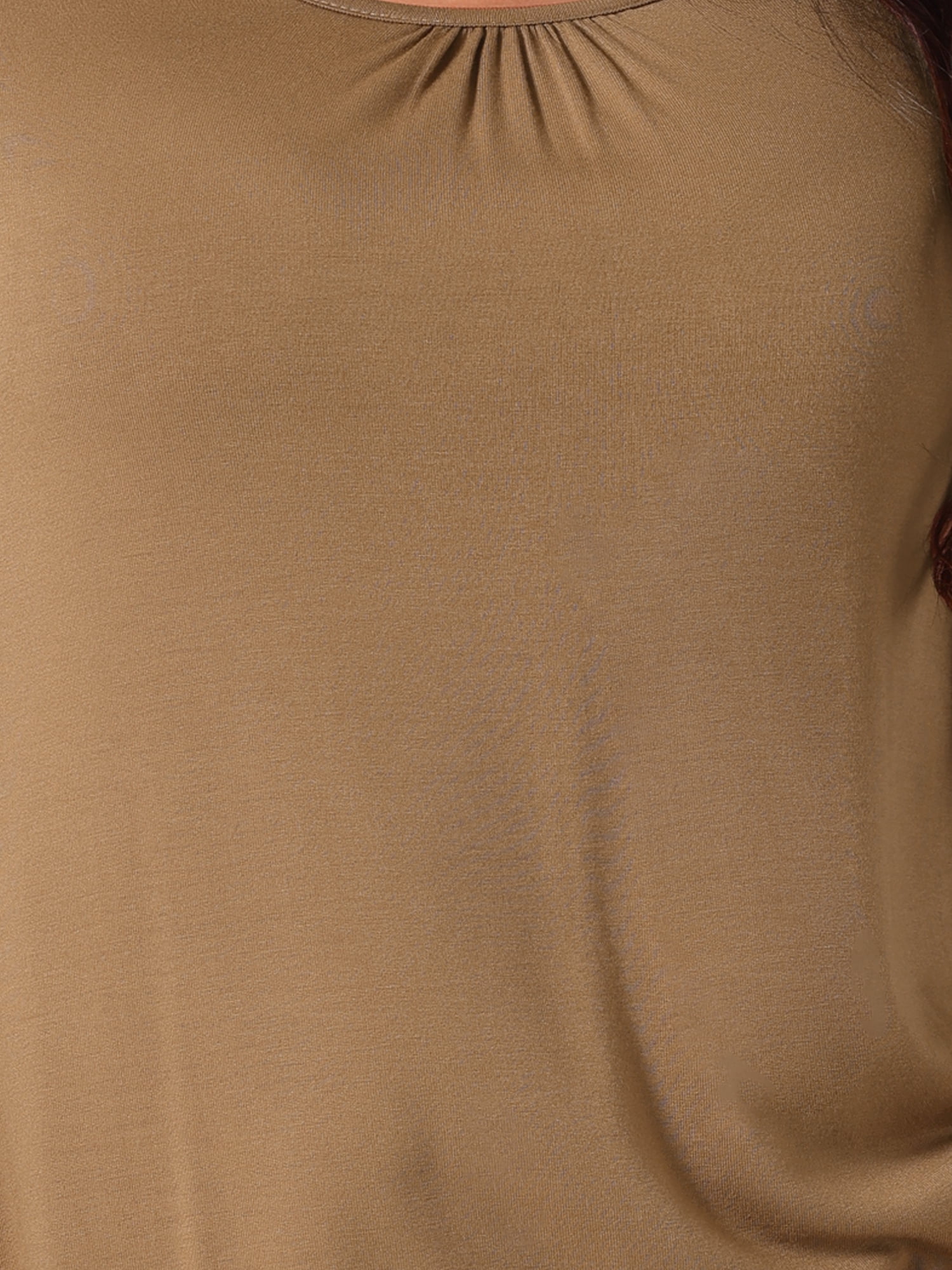 DARING DIVA Women's Lace Long Sleeve Crew Neck Casual Tops L Brown