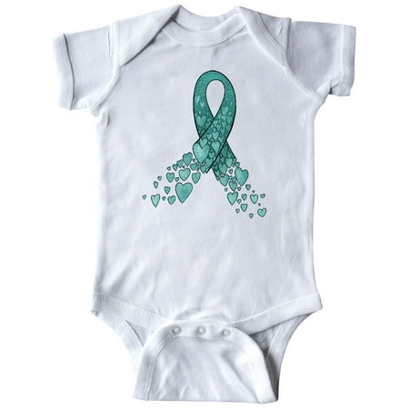

Inktastic Ovarian Cancer Awareness Teal Ribbon Made of Hearts Gift Baby Boy or Baby Girl Bodysuit