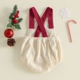 thumbnail image 5 of Xyant My First Christmas Baby Boy Girl Outfit Embroidered Sleeveless Corduroy Romper Overalls Newborn Infant Winter Clothes,Size 3-6 Months, 5 of 7